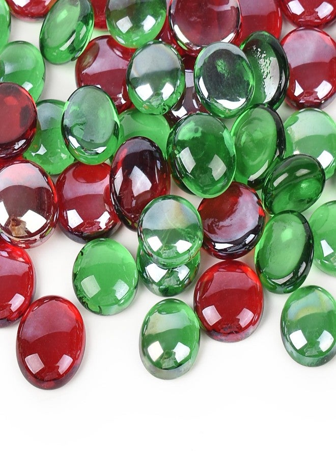 Luckforest Christmas Flat Glass Marbles, 1Lb Red and Green Glass Gem for Vase Filler, Crafts, Aquarium Pebbles, Fish Tank Decor, Party Table Scatter - Image 1